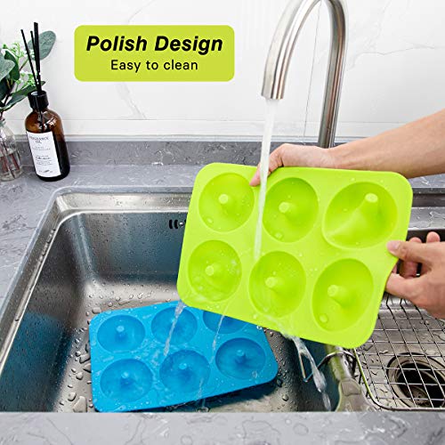 BAKHUK Donut Pan, Silicone Donut Mold, 2 Pcak Non-Stick Mold for 6 Full-Size Donuts, Bagels and More
