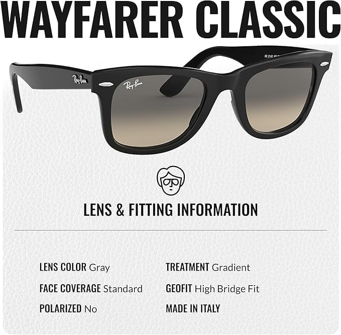 Ray-Ban RB2140 ORIGINAL WAYFARER CLASSIC Square Shaped Sunglasses for Men & Women with Official RAYBAN Eyewear Kit - Image 4