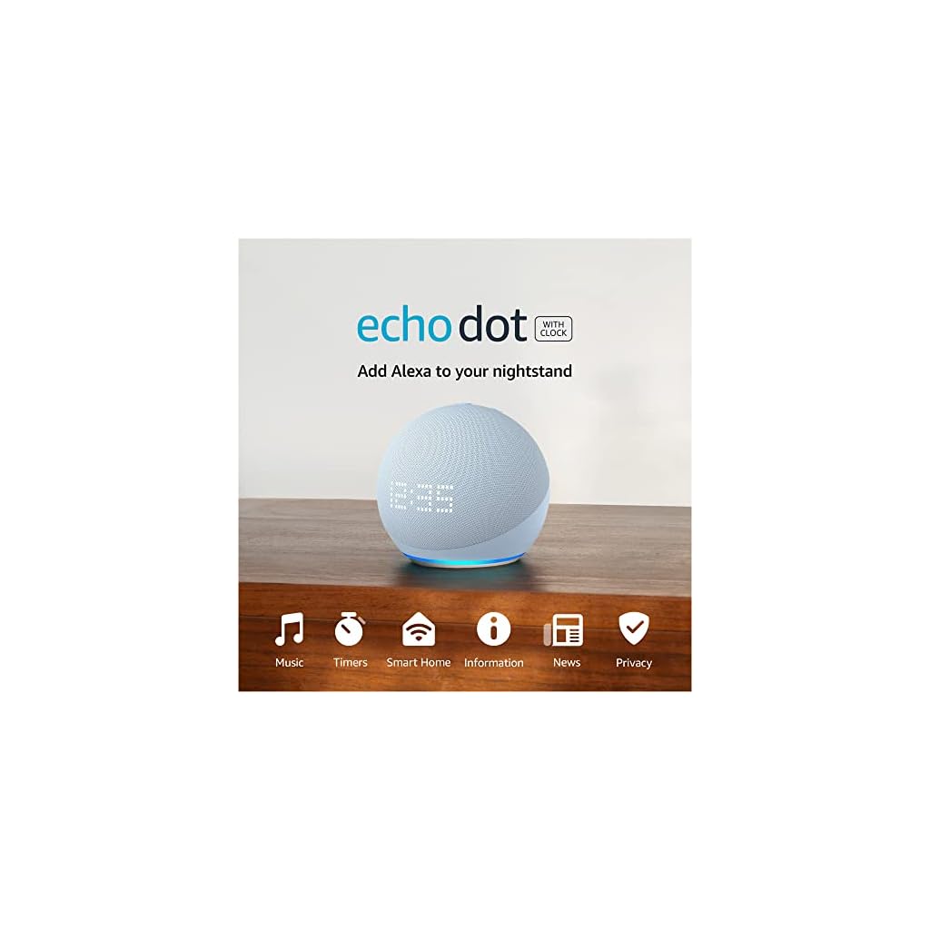 Echo-Dot-5th-Gen-2022-release-with-clock-Smart-speaker-with-clock-and-Alexa-Cloud-Blue