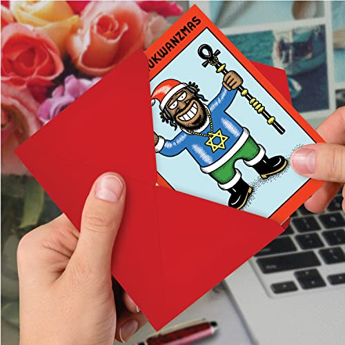 Nobleworks - Box Of 12 Funny Christmas Cards - Hilarious Holiday Humor, Xmas Stationery Set With Envelopes (1 Design, 12 Cards) - Hanukawanzamas B5848 #TOP3