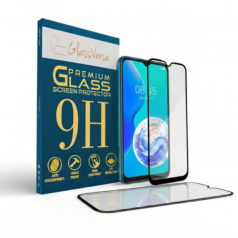 Image of GlassVerse 9H Gorilla Tempered Glass for Tecno Spark 8 | HD Clarity Screen Protector, Ultra Strong 9H Protection, Edge to Edge, Case Friendly, Hassle-less Installation Kit Included. (Pack of 2)