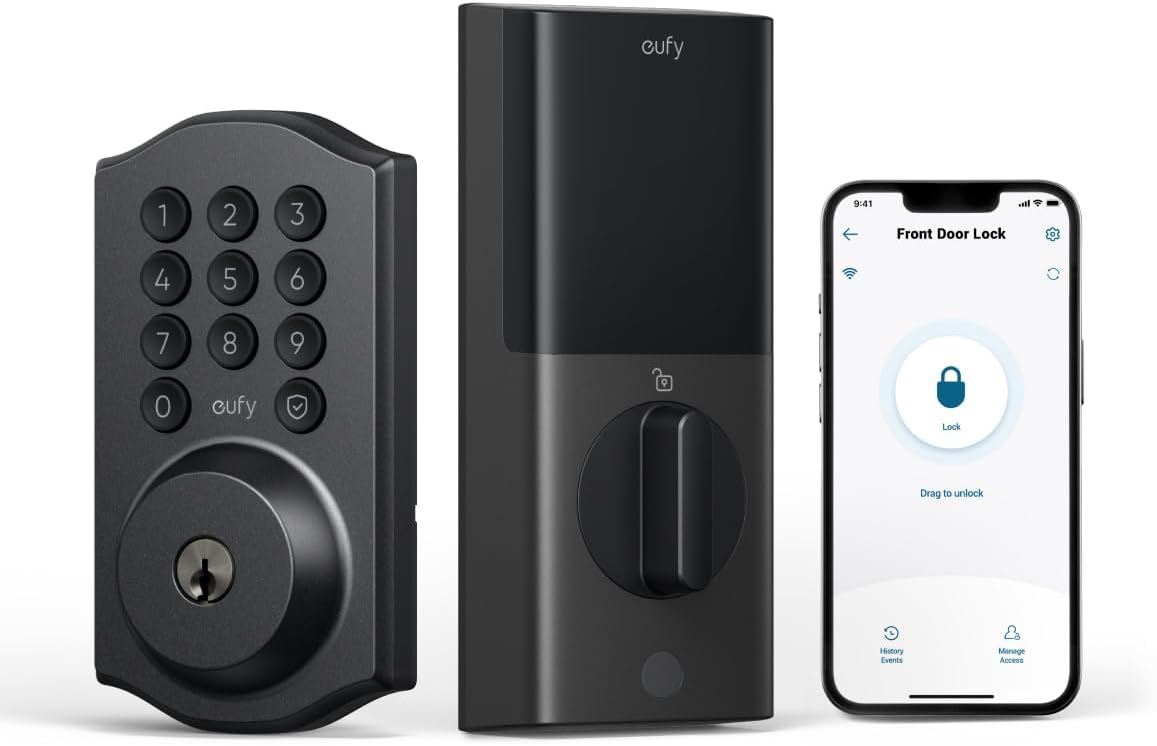 Smart Lock C30, Keyless Entry Door Lock, Built-in Wi-Fi | Easy Installation, App Remote Control, Reliable Power, Keypad Deadbolt for Front Door, No Bridge Required, Traditional, Black