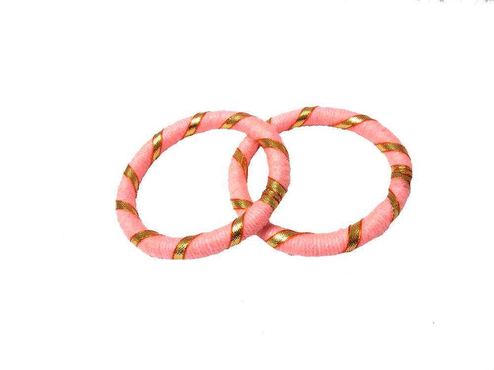 Ekam Art Baby Pink Fashion Jewellery Silk Thread Free Size Bangles for Women (Set of 6 Pcs) 1