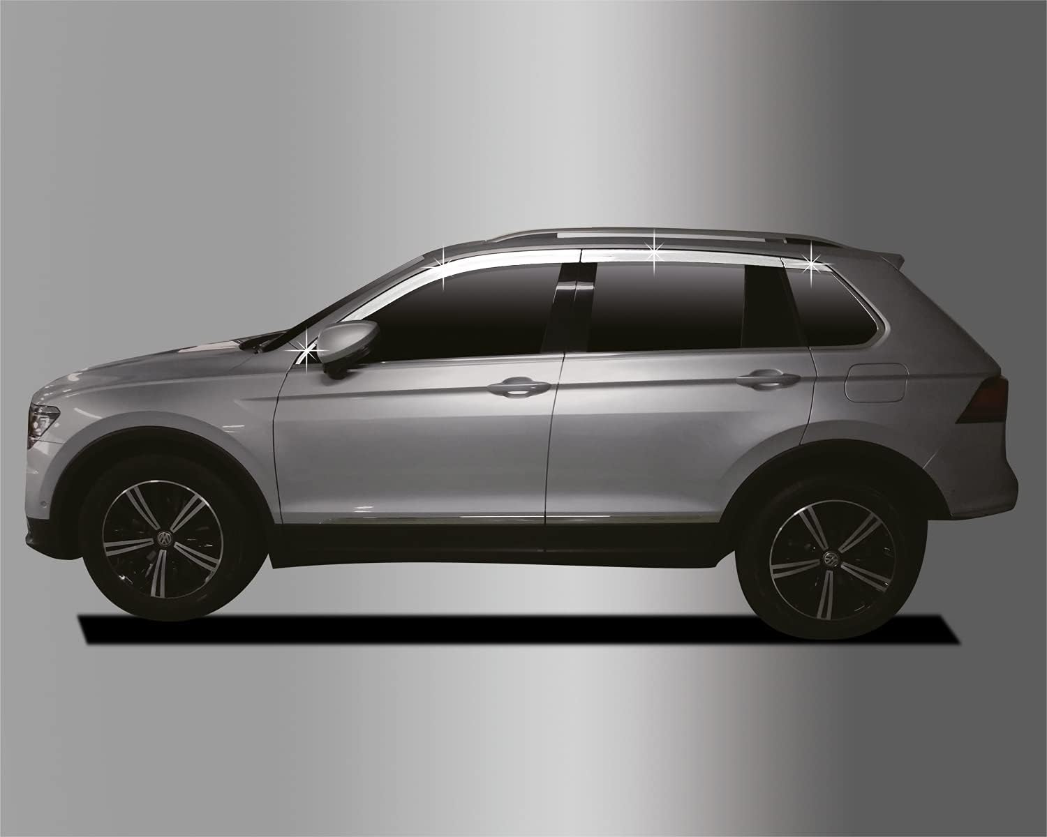 AUTOCLOVER Tape-On Rain Guards Window Visors 6 Pcs Set for Volkswagen Tiguan (Base Model, Not for ALLSPACE) 2018 2019 2020 2021 / Window Deflectors, Out-Channel Vent Shades (Chrome)