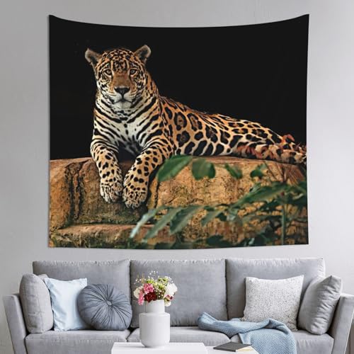 Tapiz de leopardo grande JEJEA de 152 x 130 cm para renovar la pared del dormitorio