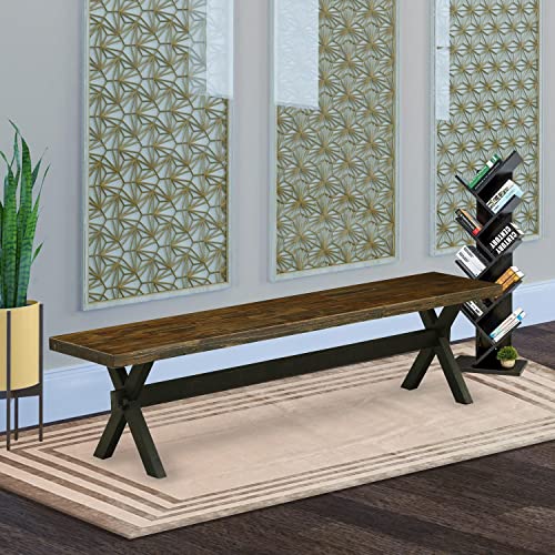 East West Furniture X-Style Modern Dining Bench With Wood Seat, 72X15X18 Inch, Multi-Color #TOP1