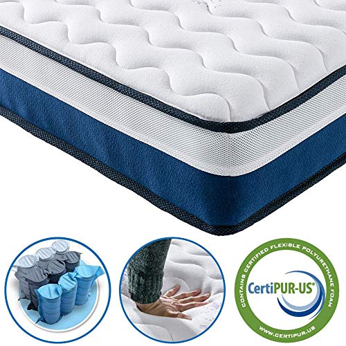 Vesgantti Lavender 4FT6 Double Mattress, 10 Inch Pocket Sprung Memory Foam Mattress Double Bed - CertiPUR-US Certified/100 Night Trial