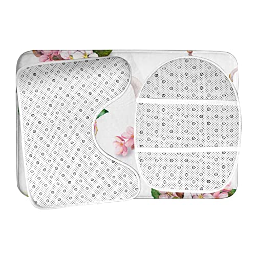 DIRYKILP Badematte + Konturmatte + Toilettendeckelbezug, Kuchen und Teekanne Floral 3 Stück Badematte Set, mit rutschfester Klebeunterseite – Bild 7
