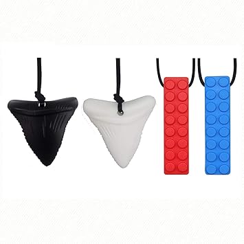 4 Stuck Sensorische Kauen Halskette Zahn Kauen Halskette Fur Kinder Perfekt Fur Kinder Autismus Adhs Kinderkrankheiten Babys Sensorische Oral Motor Angst Amazon De Baby