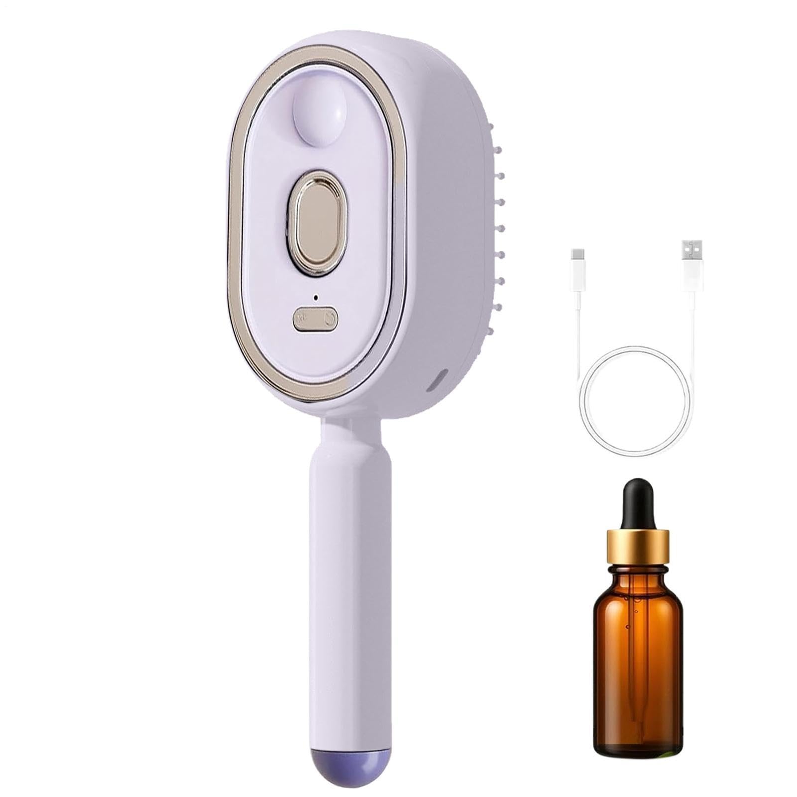 Spazzola Che Liscia I Capelli Con Vapore, Piastra Spazzola A Vapore Per Capelli, Spazzolas Lisciante Vapores Senza Fili, Lisciatrice Ricaricabile AntiCrespo, Con Pettine Distributore Olio, Olio