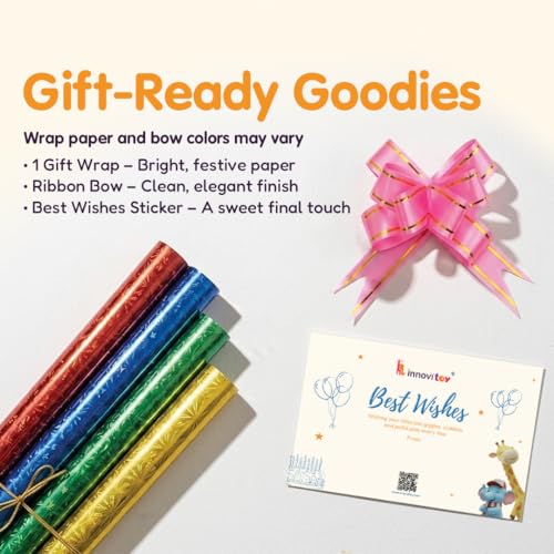 Image of 6 Pcs Premium Baby Rattle & Teether Gift Set with Gift Packing Kit (Sticker Card + Ribbon + Gift Wrap Paper) | Safe, Non-Toxic Toys for Newborns 3+ Months | Colorful Soft Sound Rattles | Perfect Baby Gift Set