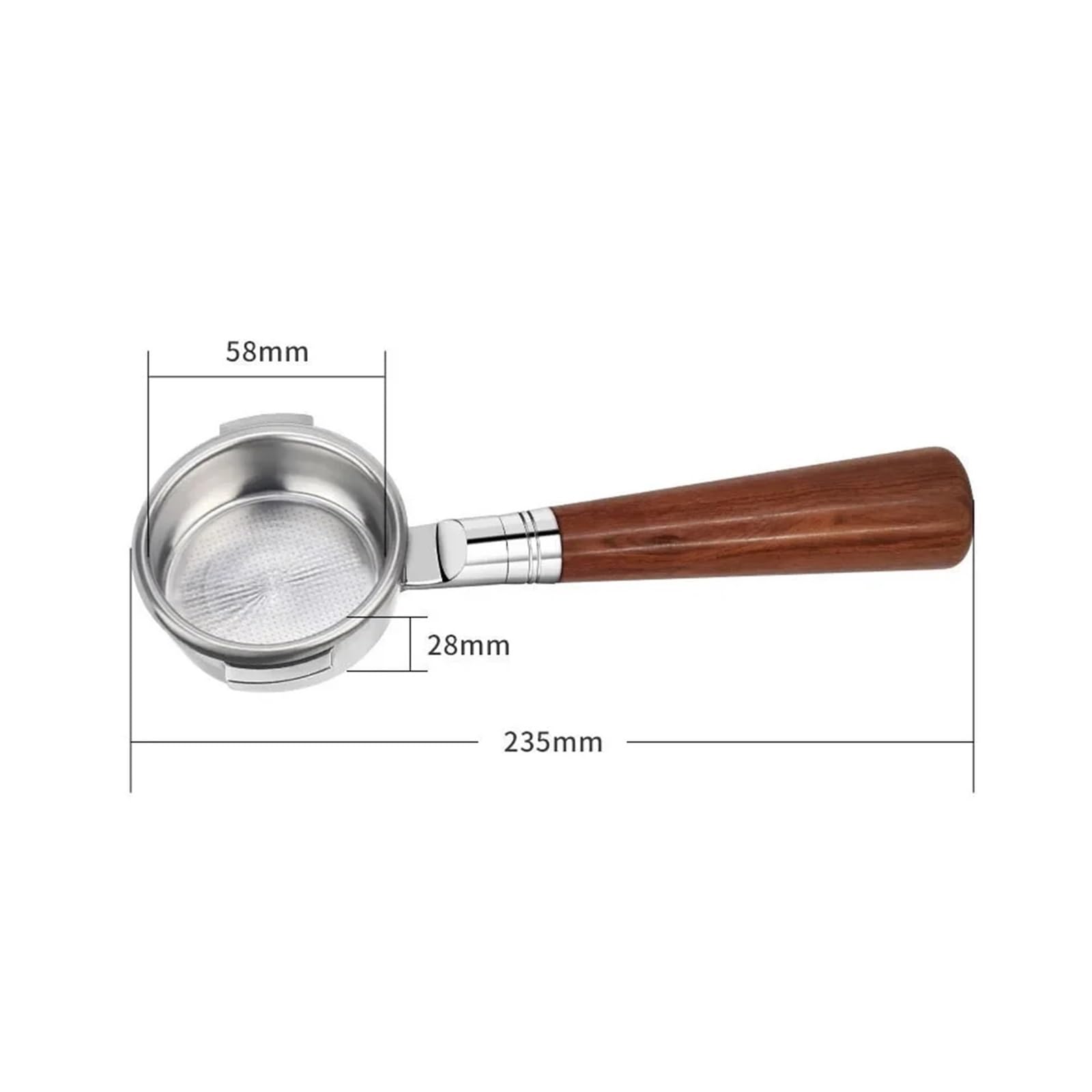 Portafiltro Sin Fondo De Acero Inoxidable De 58 Mm, Compatible Con Breville BES058NP, De Doble Caldera.(BES920 Red wood)