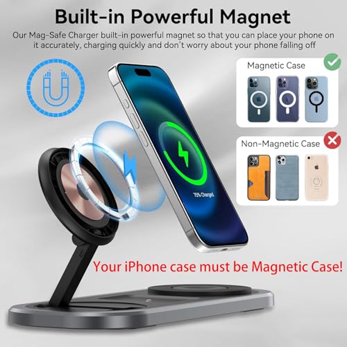 Chargeur Sans Fil 3 en 1 pour iPhone, Station de Charge Pliable pour Magsafe - Photo 5 sur 25