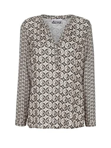 Alba Moda Jerseybluse Erwachsene-Weiblich Figurumspielend Taupe, Off-White,...