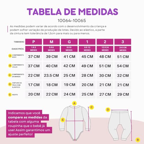 Conjunto Infantil Térmico Segunda Pele Peluciado Body Calça (Rosa Claro 19, M)