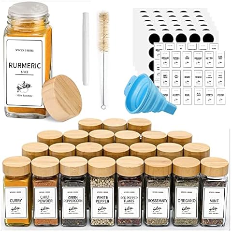 Yibaodan 25 Glass Spice Jars Set Cover