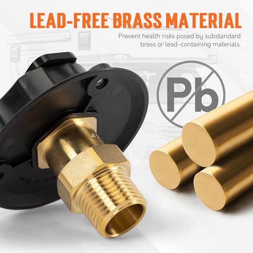 Image of TONDA RV City Water Inlet with Check Valve, Brass Thread RV Water Fill Inlet Replacement, RV Water Hose Connector for Camper, Trailer, Motorhome