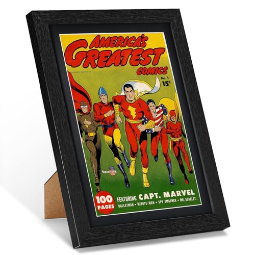 Image of JupDec Comic Book Frame, Premium Wood Display Case for 6 11 /16 inch x 10 3 /16 inch Comic, Wall Mount or Tabletop Stand, Layered Design with Positioning Mat, Perfect for Home Decor, 1 Pack