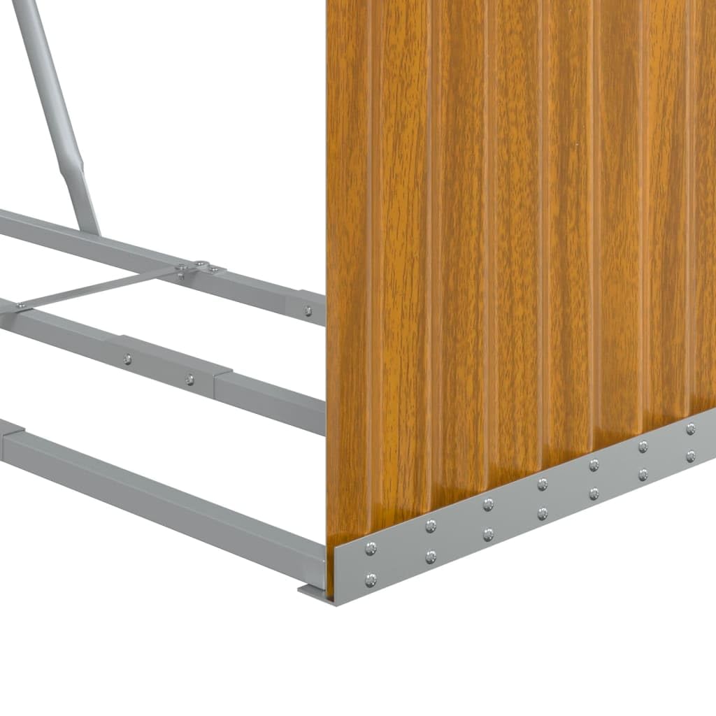 Mangloder Kaminholzunterstand in Holzoptik aus verzinktem Stahl 120 x 45 x 140 cm, Brennholz Regal für Outdoor und Indoor, mit 2 Haken, Lagerung für Kamin und Ofen