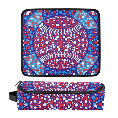 Bolsa de viaje para herramientas de cabello con almohadilla resistente al calor, grande, para planchas y rizadores, organizador portátil en azul con lunares rojos miniatura 3