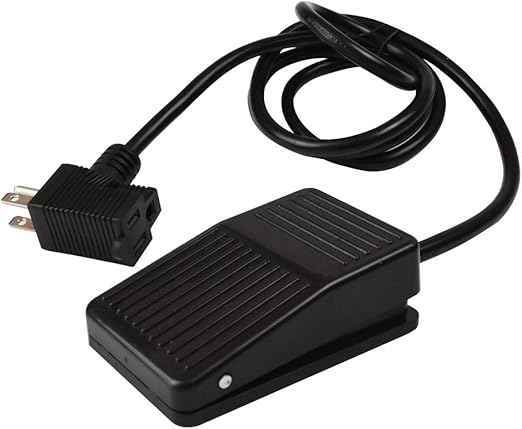 Foot Switch, Foot Operated Pedal Controller Power Switch Woodworking Machine Control, 5-ft Cable with Piggyback Plug, Deadman Style