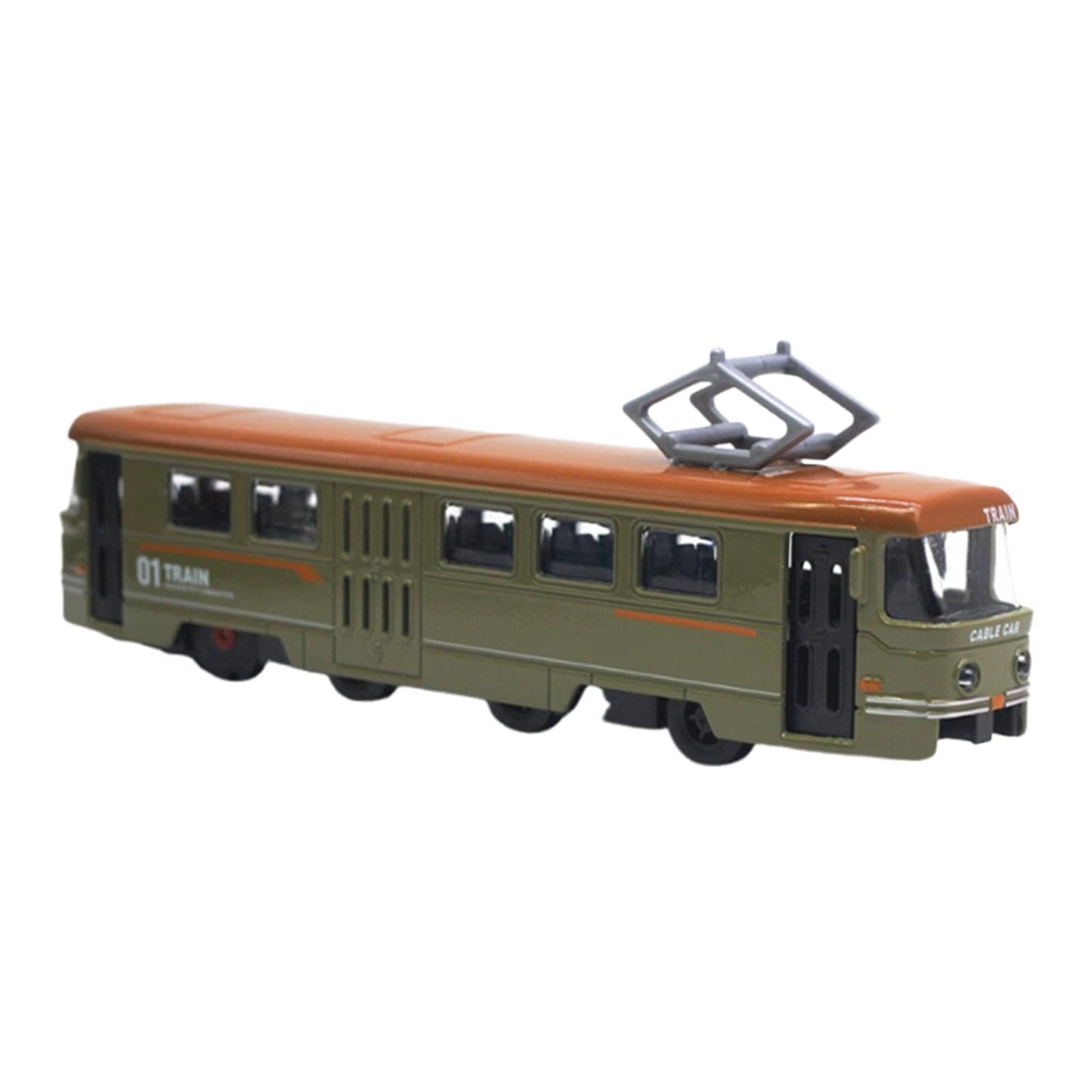 Tram Vehicle Model Toy 1/90 Collect with Sound And Light for Photography And Gifts, Retro Green