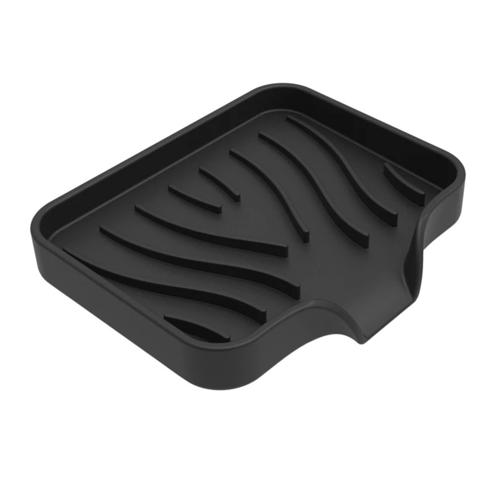 3Pcs Silicone Soap Dish For Bathroom Self Draining Bar Holder Kitchen Sink Sponge Drain Pad Countertop Dispenser for Soap(Black)