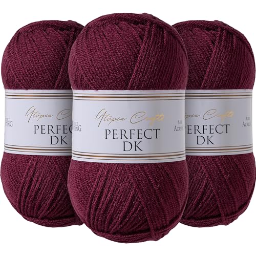 Utopia Crafts DK Double Knitting Yarn 3x 100g (Grape Purple)