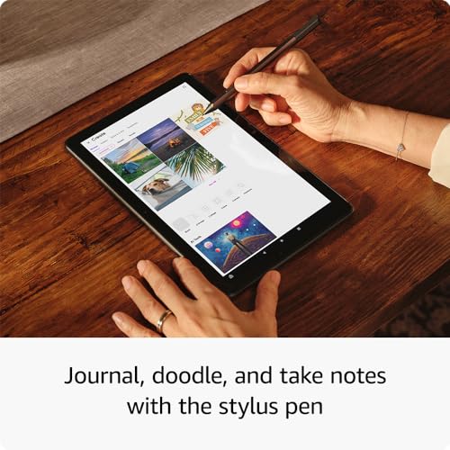 Image of Amazon Fire HD 10 tablet and Stylus Pen creativity bundle, unleash your inner artist, latest model (2023 release), 32 GB, Black