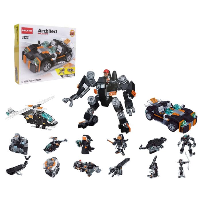 Image of 36-in-1 Magic Building Blocks Set | 256+ Pieces | Creative Construction Toy for Kids | Includes Instruction Manual | Ideal for Boys & Girls Ages 6+ | DIY Brick Robot, Jet, Ship Models