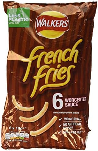 Walkers French Fries Worcester Sauce Multipack Snacks Crisps 6x18g