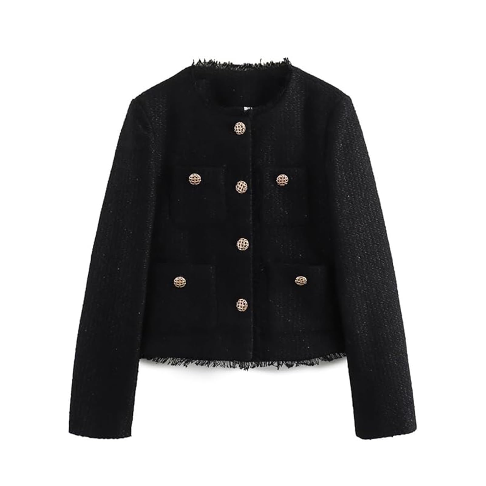 Giacca in Tweed da Donna Slim Fit Manica Lunga Spessa Giacca da Lavoro per Il Tempo Libero Giacca Elegante Giacca Corta Giacca da Ufficio Cappotto Corto Abiti Bolero