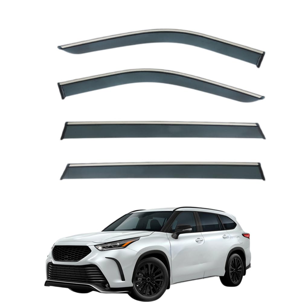 QOEMRHELT 4pc Set In-Channel Wind Deflectors, for Toyota Highlander (XU70) 2022-2026 Window Visors Rain Guards Vent Visors Rain & Sun Protection,Car Accessories