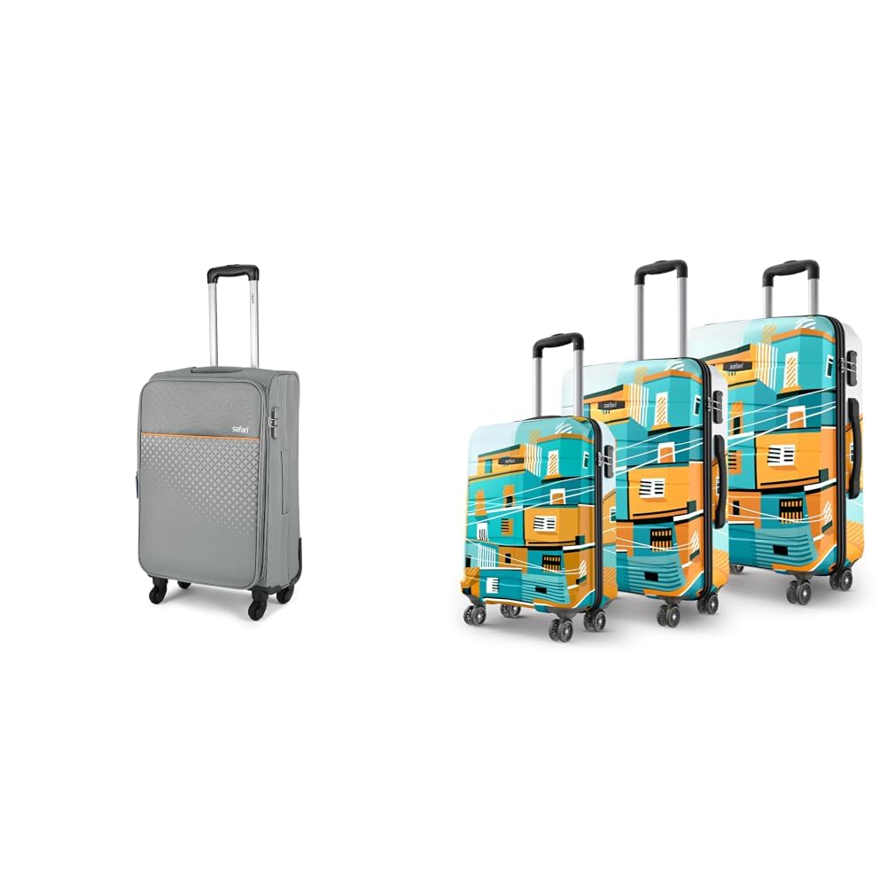 safari Polyester Prisma Neo 67Cm Medium Checkin Trolley Bag Poyester Expandable Soft Luggage, 4 + Oasis 55, 65 & 77 Cms Polycarbonate Trolley Bag, Printed Cabin 8 Wheels Spinner Travelling-picture-11