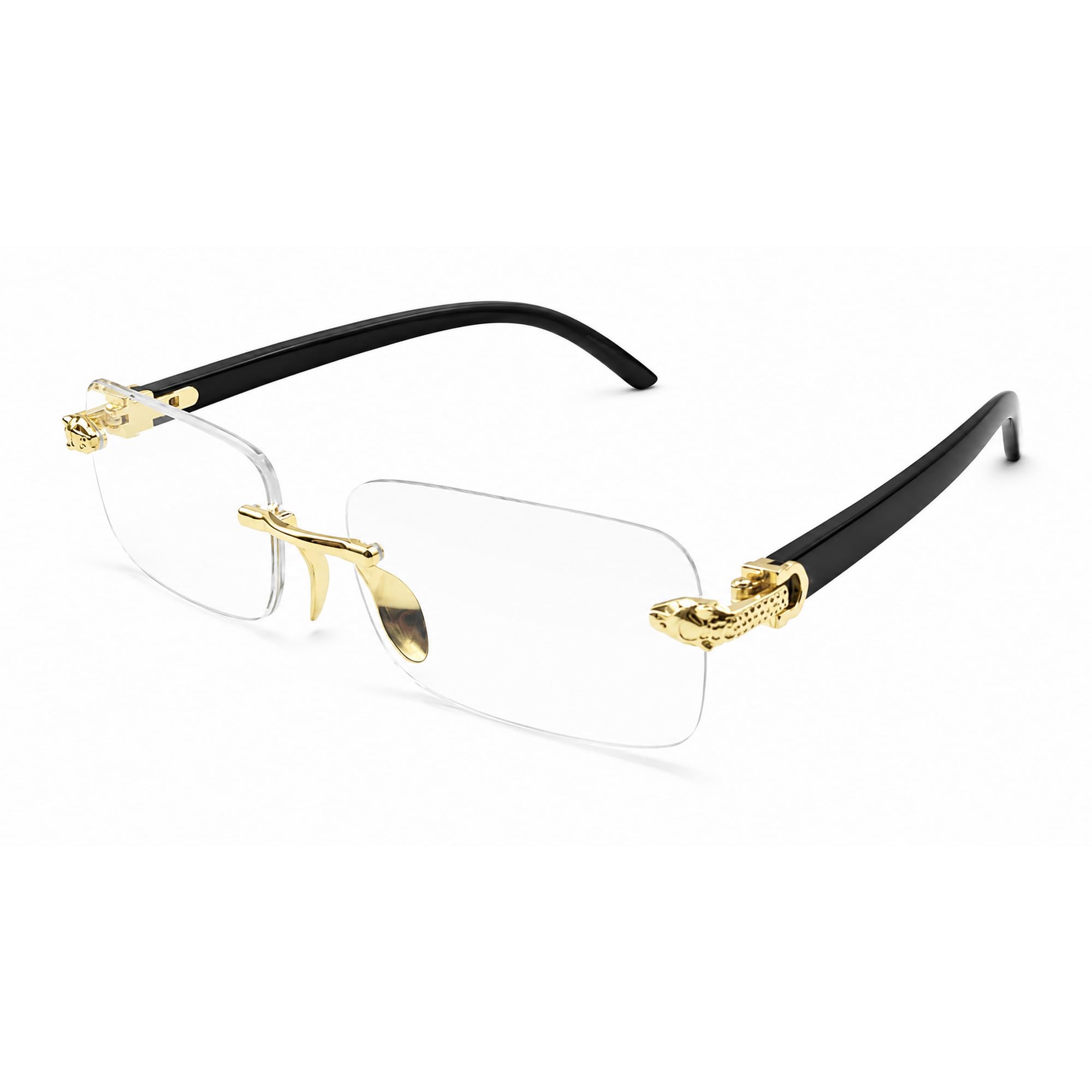 UV Protected Retro Rectangular Rimless Sunglasses for Men and Women (Clear)-image-42