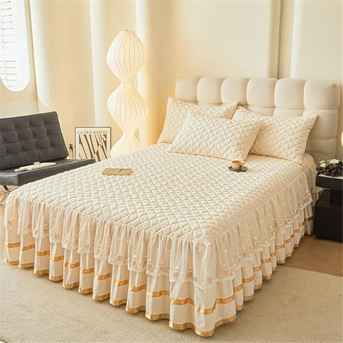 Drap-housse matelassé anti-plis à volants en microfibre 150x200 - 4