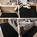 ACCUMTEK Striped Chenille + Upgraded Waffle Bath Mat Set 2Pcs Each, Black Non-Slip Absorbent Boho Farmhouse Rugs, Machine Washable for Bathroom Bedroom Kitchen