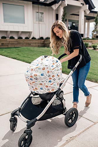 Image of Copper Pearl Nursing Cover for Breastfeeding - Multi-Use Baby Car Seat Canopy, Stroller Shade & Breast Feeding Wrap for Women, Stretchy Breathable Carseat Shawl for Boy or Girl, Varsity