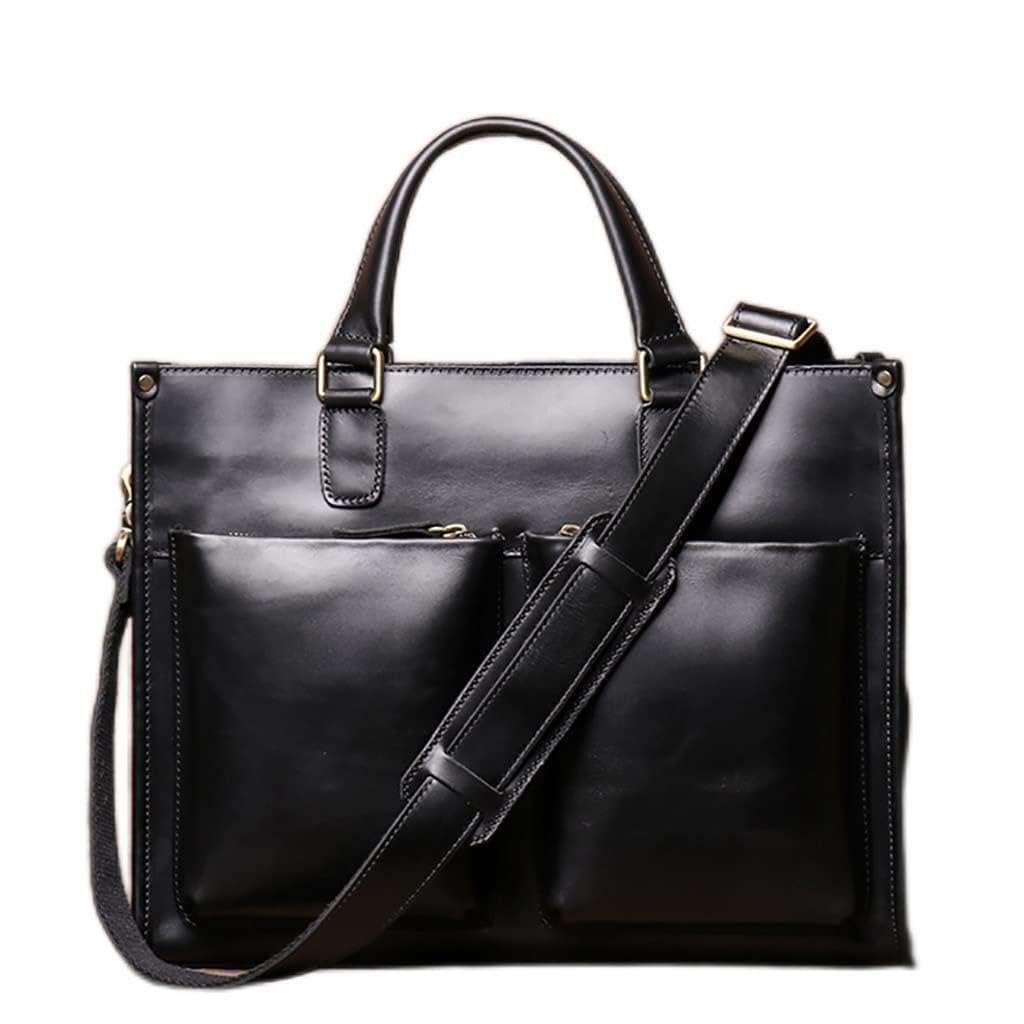 Sacoche Bandoulière en Cuir pour Homme - Grand Sac Marron Vintage 14 Pouces