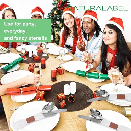 Image of NATURALABEL Self-Adhesive Napkin Bands for Wrapping Silverware - Pack of 2,000, for Family Reunion, Birthday Party, Wedding, Celebration (Brown)