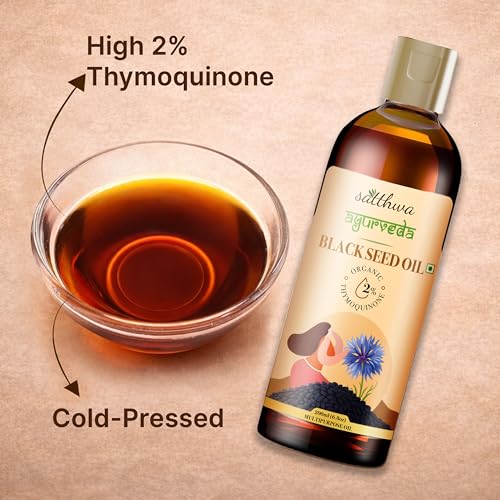 Image of Satthwa Organic Black Seed Oil - Edible - Cold-Pressed, 100% Pure Nigella Sativa Oil, High TQ, Nutrient-Rich for Immune, Hair & Skin Support - 200ml