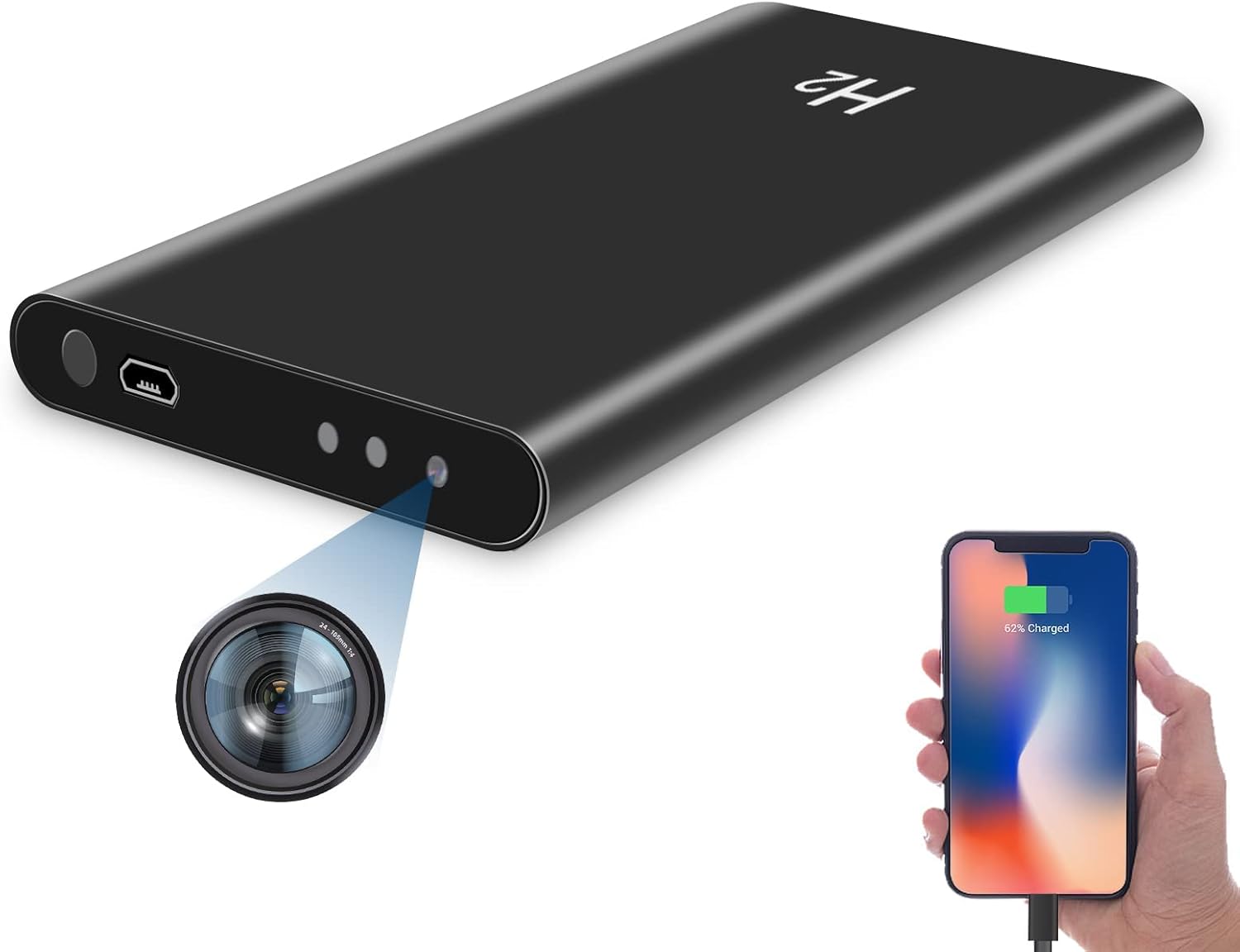 Hidden Camera Power Bank, 5,000mAh Spy Power Bank Camera, Full HD 1080P Portable Mini Nanny Cam