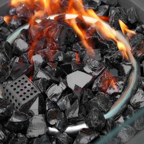 Mr. Fireglass Crushed Fire Glass for Natural or Propane Fire Pit,10 Pounds Decorative Recycled Glass Rocks for Fireplace and Landscaping, High Luster Black - Thumbnail 6