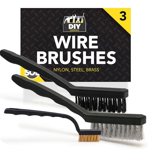 SOL 3pk Wire Cleaning Set Mini Tools with Nylon Brass and Stainless Steel Heads for Rust Removal Polishing Surface Prep Metal Wood Automotive Maintenance and DIY Tasks