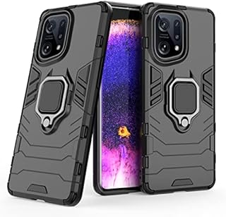 FTRONGRT Case for Oppo Find X5, Rugged and Shockproof, with Mobile Phone Holder, Cover for Oppo Find X5-Black
