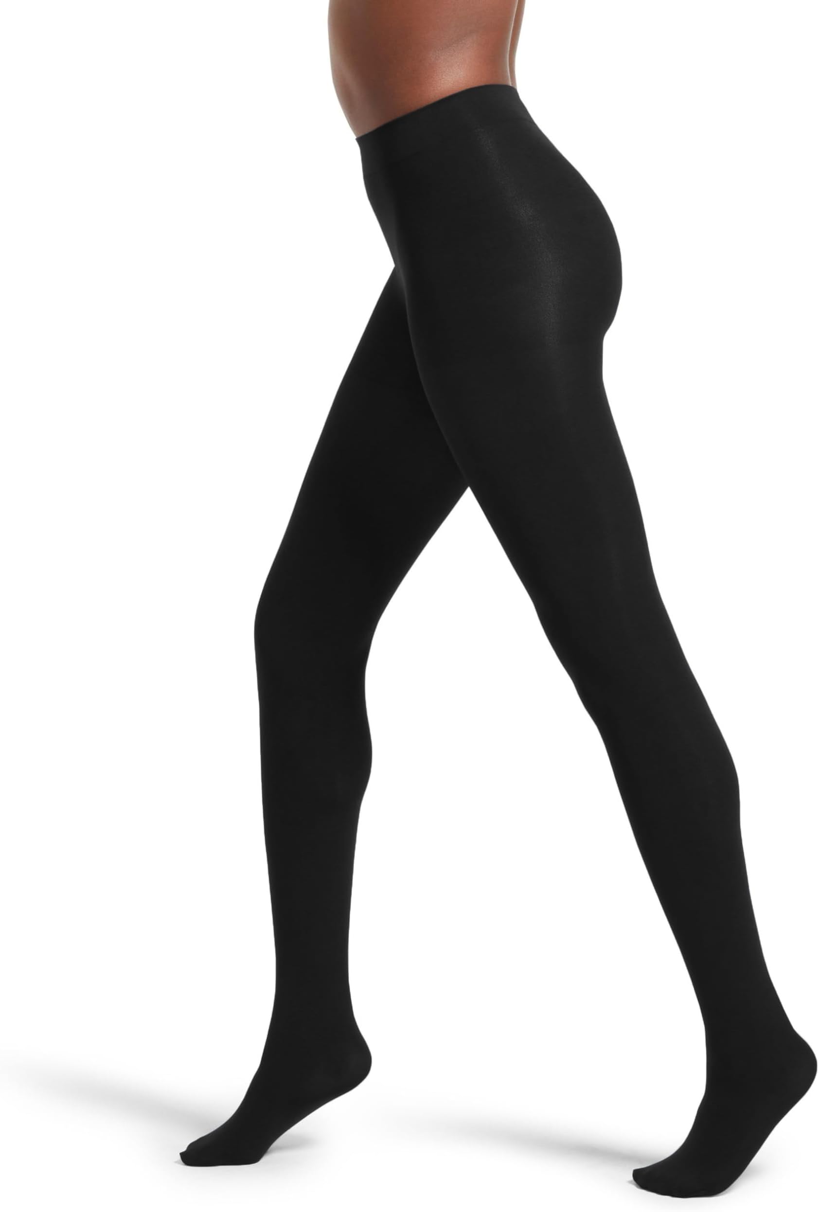 Women's Super Opaque Control Top Tights 90 Denier Soft High Waist Pantyhose