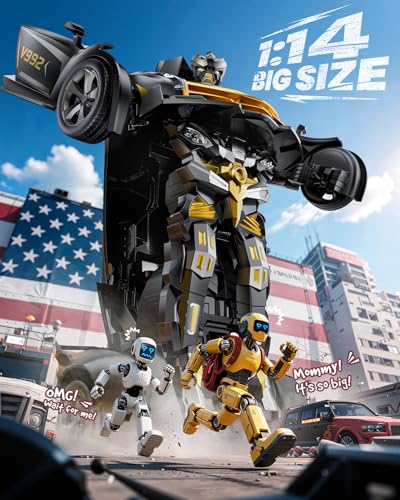 Image of Veeniix V992 Transform Robot Remote Control Car, 2-in-1 RC Toy Car with Sound & Light, 1:14 Scale, Gesture Sensing, One-Key Deformation, Birthday Gift Toy for 4-8+ Year Old Boys Girls