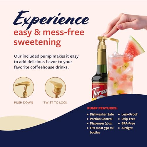 Image of Torani Kiwi Syrup for Drinks, Flavoring for Iced Tea, Lemonade, Sodas, and Cocktails, Pump Included, 25.4 Oz