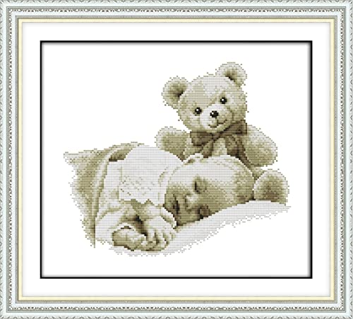 Kit point de croix broderie DIY complet motif garçon endormi 40x50