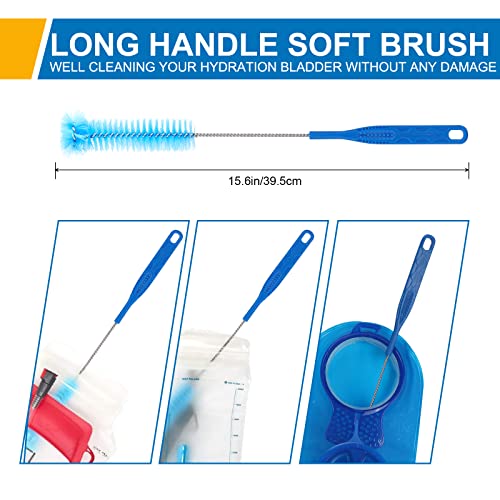 Tagvo Hydration Bladder Tube Brush Cleaning Kit, 6 In 1 Water Bladders Cleaning Set - Long Brush, Small Brush, Big Brush, Collapsible Hanger, 12 X Cleaning Tabs, Carrying Pouch #TOP2